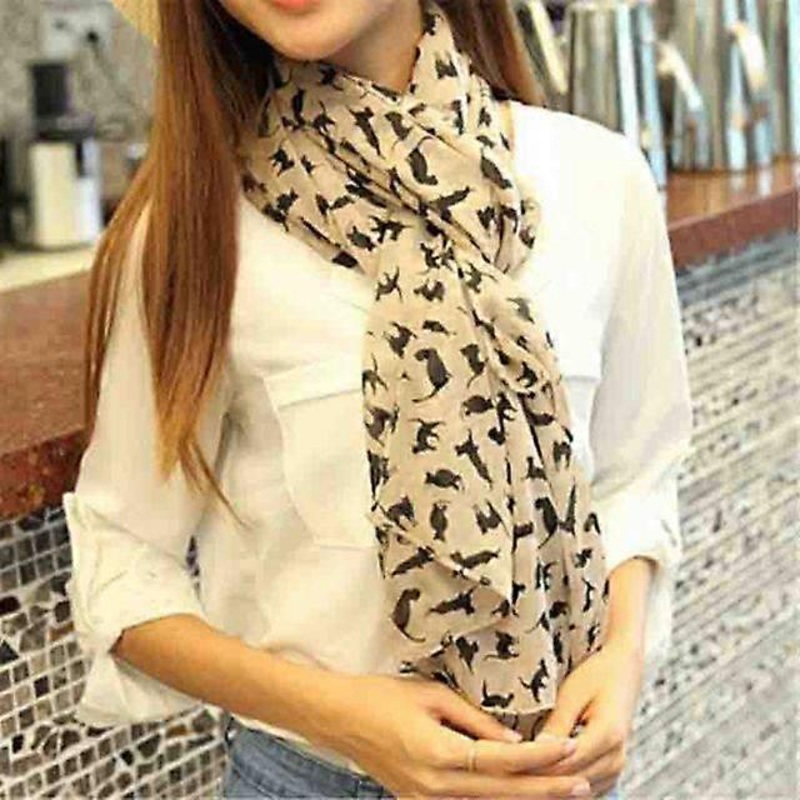New Fashion Scarves Women Chiffon Colorful Printed Sweet Cartoon Cat Kitten Scarf Graffiti Style Shawl Girls Christmas Gift 0133 | Fruugo SG