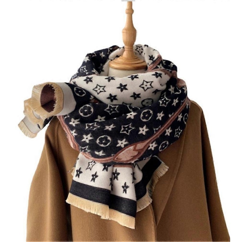 Pashmina Scarf with Stars Printing Winter Long Shawl Fashion Warm Thicken Wrap for Lady | Fruugo SG