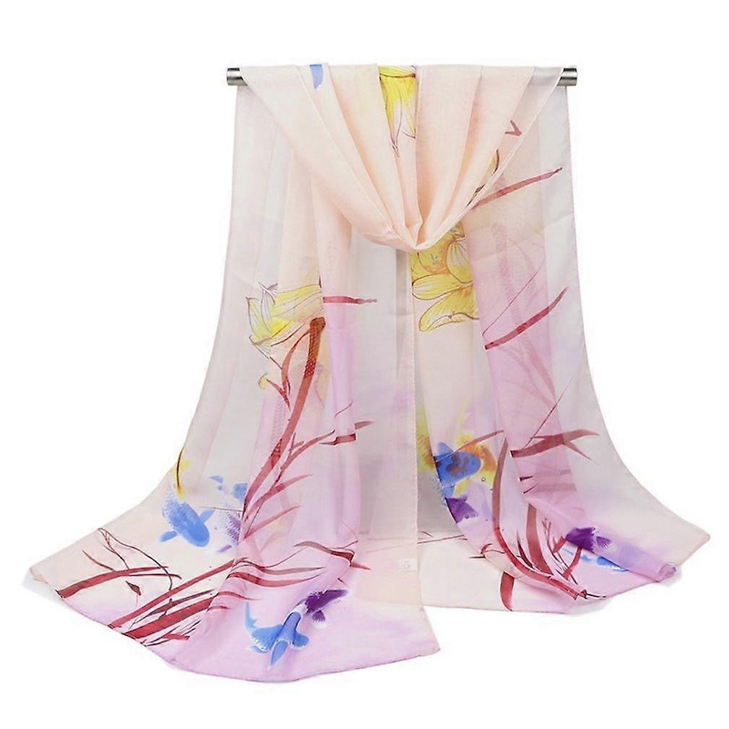Silky Scarf Satin Neckerchief Shawl Lotus Flowers Print Scarf for Lady | Fruugo SG