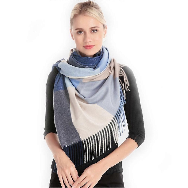 Thick Scarf Pashmina Wraps Fringed Scarf Warm Chequer Patterns Shawl for Woman | Fruugo SG