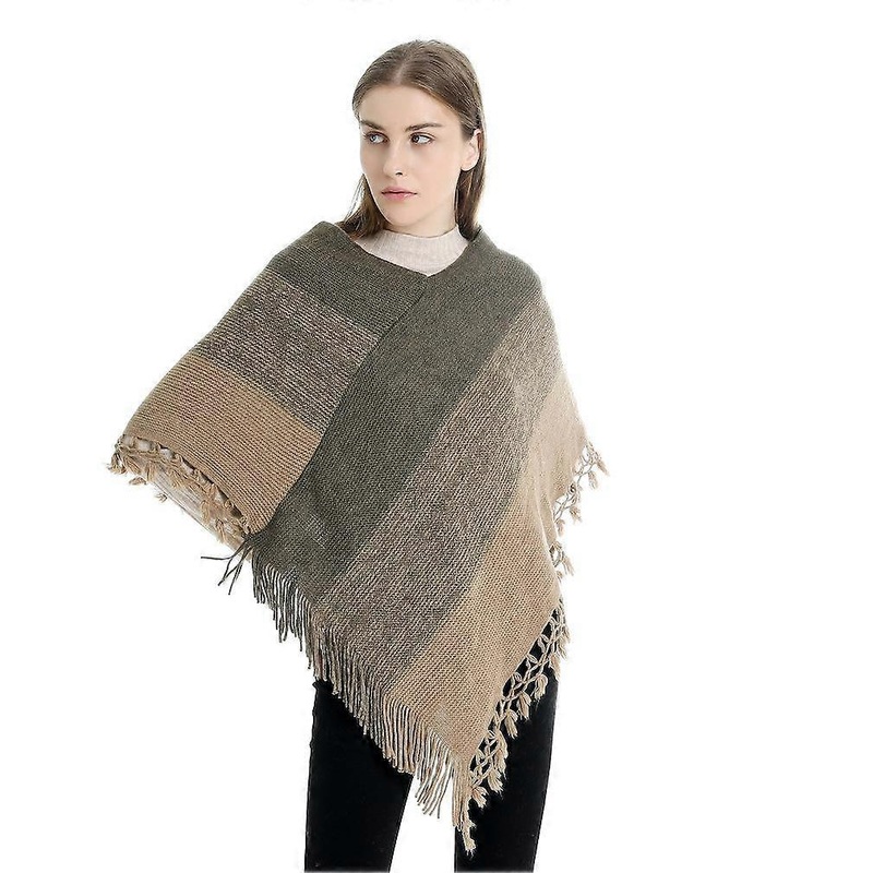 Warm Shawl Pullover Poncho Winter Coat with Tassel for Lady | Fruugo SG