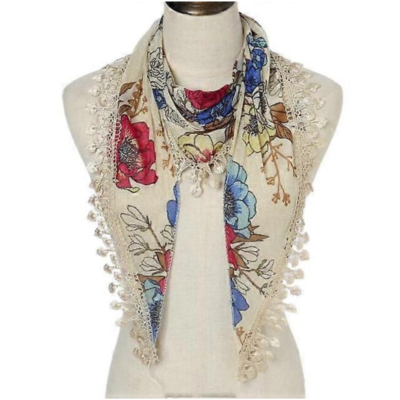 Women Fashion Triangle Wrap Lady Shawl Colorful Lace Scarf Female Tassel Shawls Scarves Spring Summer Photo Props Accessories | Fruugo SG