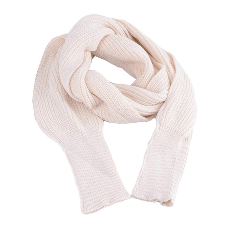 Women Knitted Scarf with Sleeve Fall Winter Warm Shawl Wrap Cardigan Solid Color Thickened Long | Fruugo SG