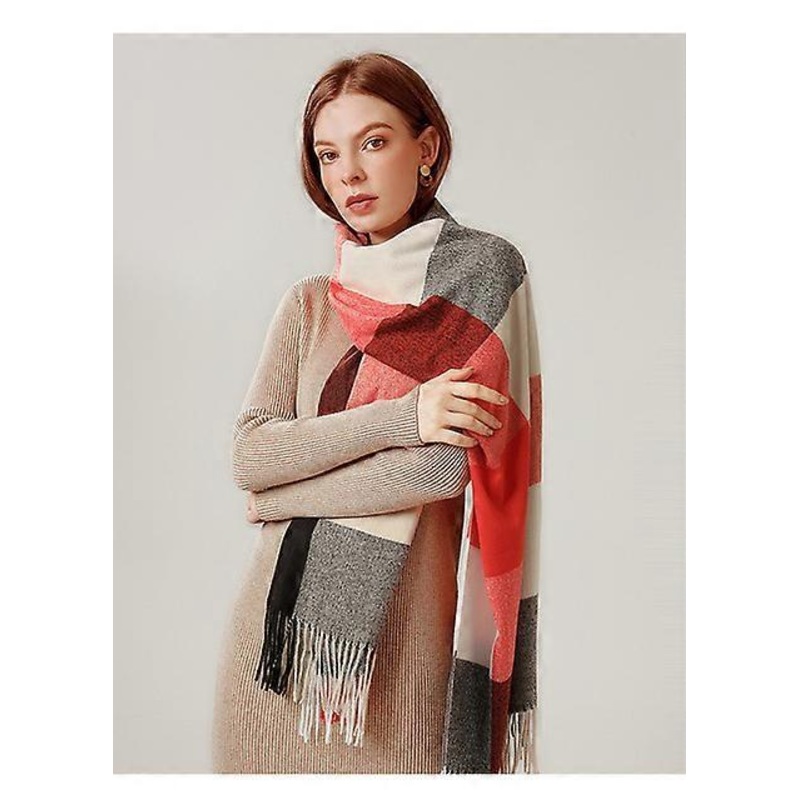 Women’s Scarf Winter Imitation Cashmere Plaid Muffler Ladies Autumn Wool Wrap Wide Lattices Long Shawl Blanket Pashmina Warm | Fruugo SG