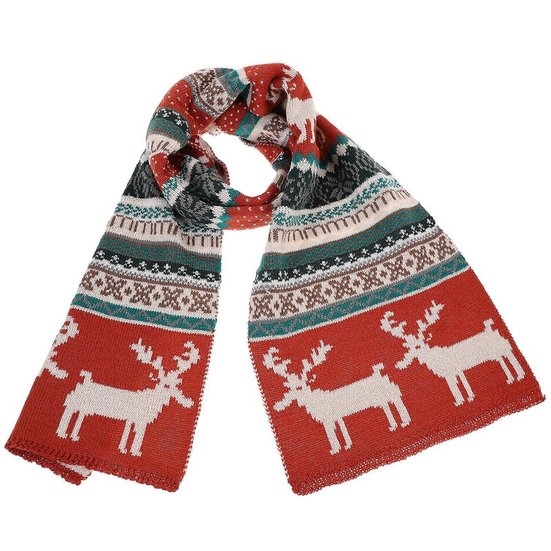 Cartoon Scarf Winter Shawl Wrap Deer Pattern Xmas Clothing Rectangle Simple Style Warm 170X30cm 1Pcs | Fruugo SG