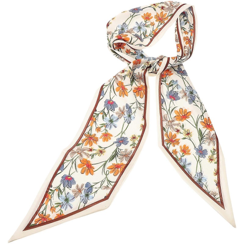 Chic Women Flower Neckerchief Elegant present For Parties Polyester Material White 150.00X12.50X0.10CM 1Pack | Fruugo SG