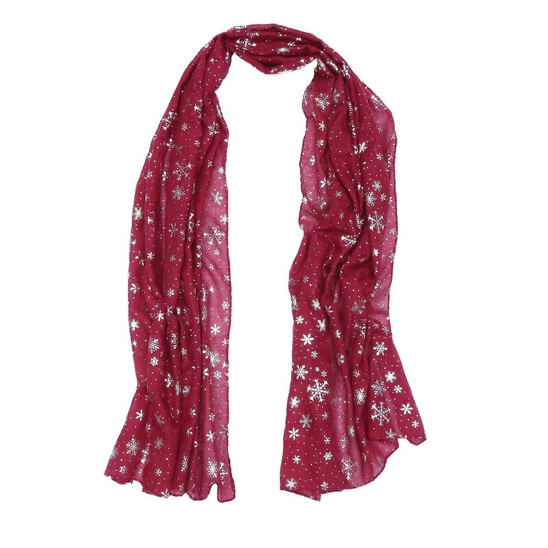 Christmas Snowflake Pattern Scarf Women Shawl Neckwear Red Rectangular 180.00X70.00X0.10CM Polyester Fashionable 1Pc | Fruugo SG