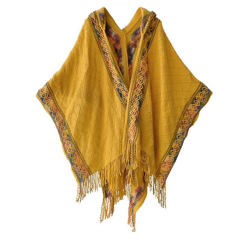 Fashion Capes Shawl with Tassels Breathable Fringed Poncho Shawl for Women Vacation Travel Outerwear Cloak Hooded Shawl  Yellow | Fruugo SG