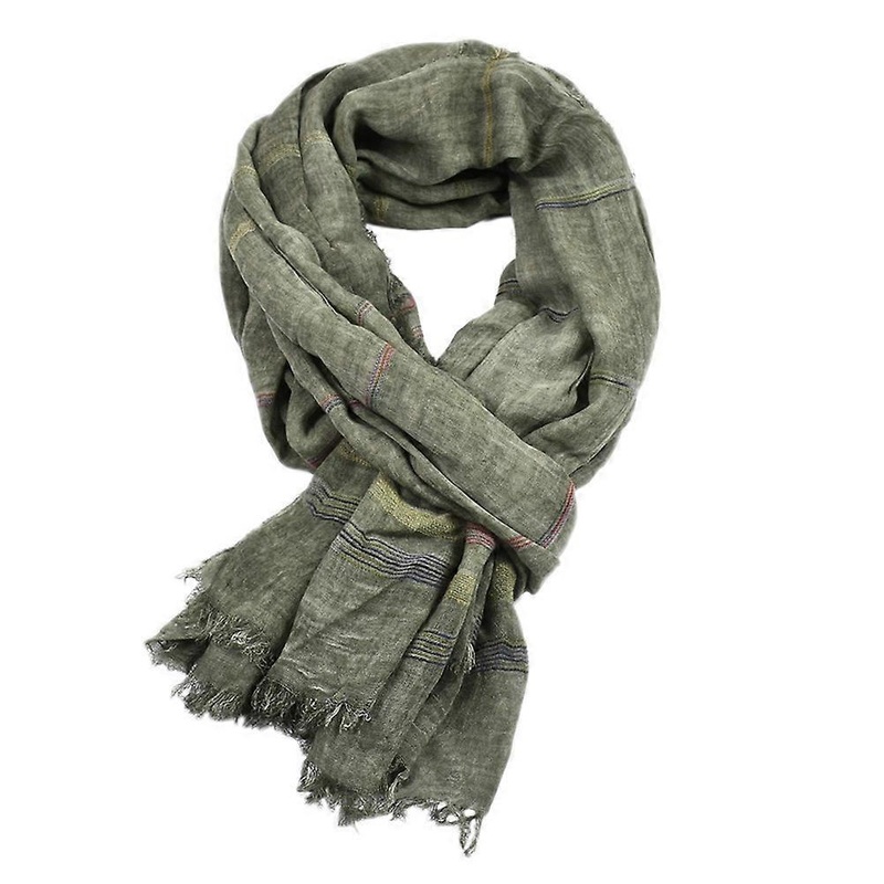 Fashion Cotton Linen Scarf Shawl For Women Men Sun Block Beach Tourism 2Pcs Army Green 175x40cm | Fruugo SG