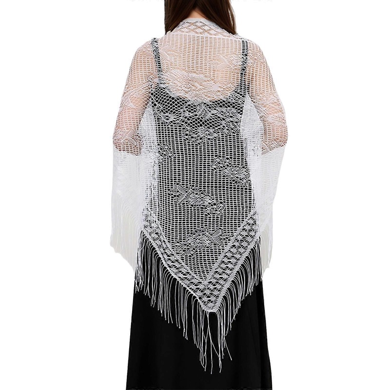 French Styles Triangle Scarf Elegant Hollowed Shawl Wrap for Women with Flower Pattern Photo Scarf for Vacation Proms  White | Fruugo SG