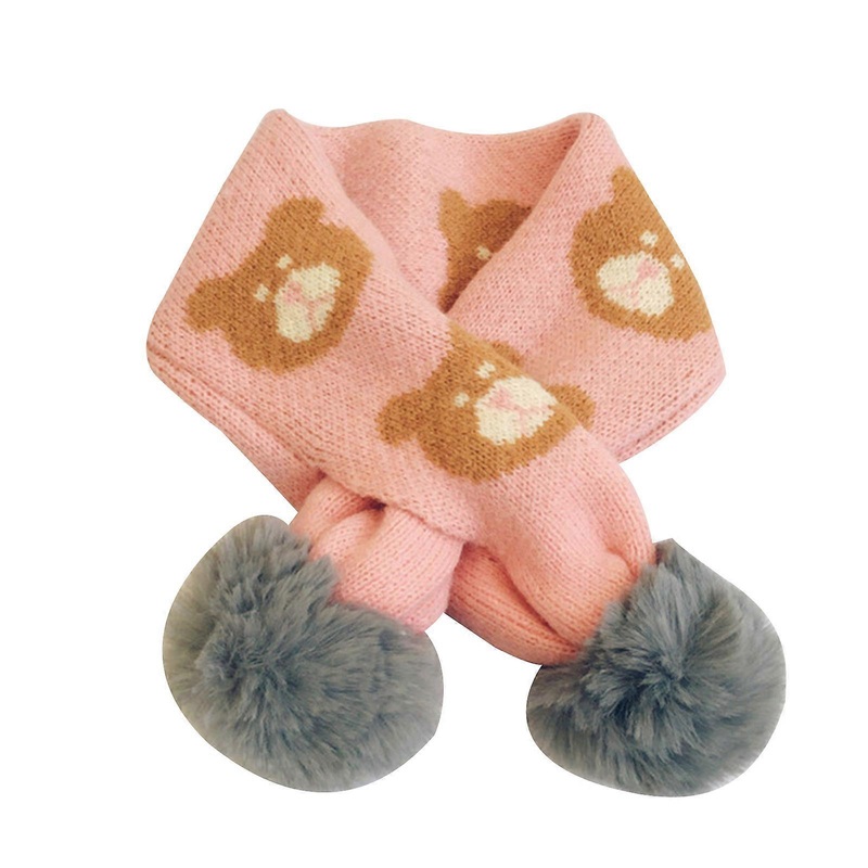 Kids Children Knitted Scarves Neck Warmer Thicken Pompom Neckchief Scarf Baby Boys Girls Autumn Winter Warm Scarf  Pink | Fruugo SG