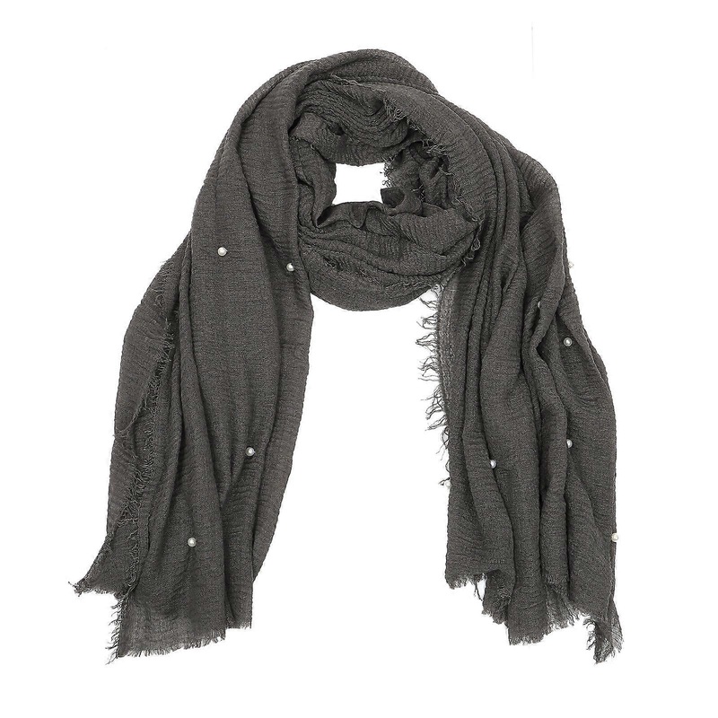 Ladies Shawl Cotton Head Scarf Outdoor Activities Rectangular Shape Pearl Decorated Neckwear 1Pack | Fruugo SG