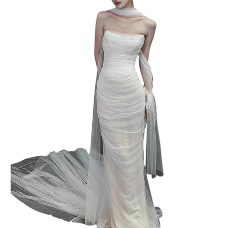 Long Wedding Scarf Shawl for Bride White Bridal Scarf Beach Wedding Dress Scarf Shoulder Wrap Engagement Event Sheer Shawl  White | Fruugo SG