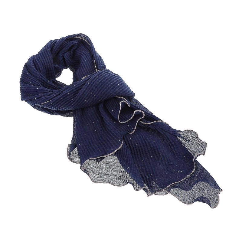 Navy Chiffon Scarf Women Daily Life Headscarf Honeycomb Crinkle 1Pcs | Fruugo SG