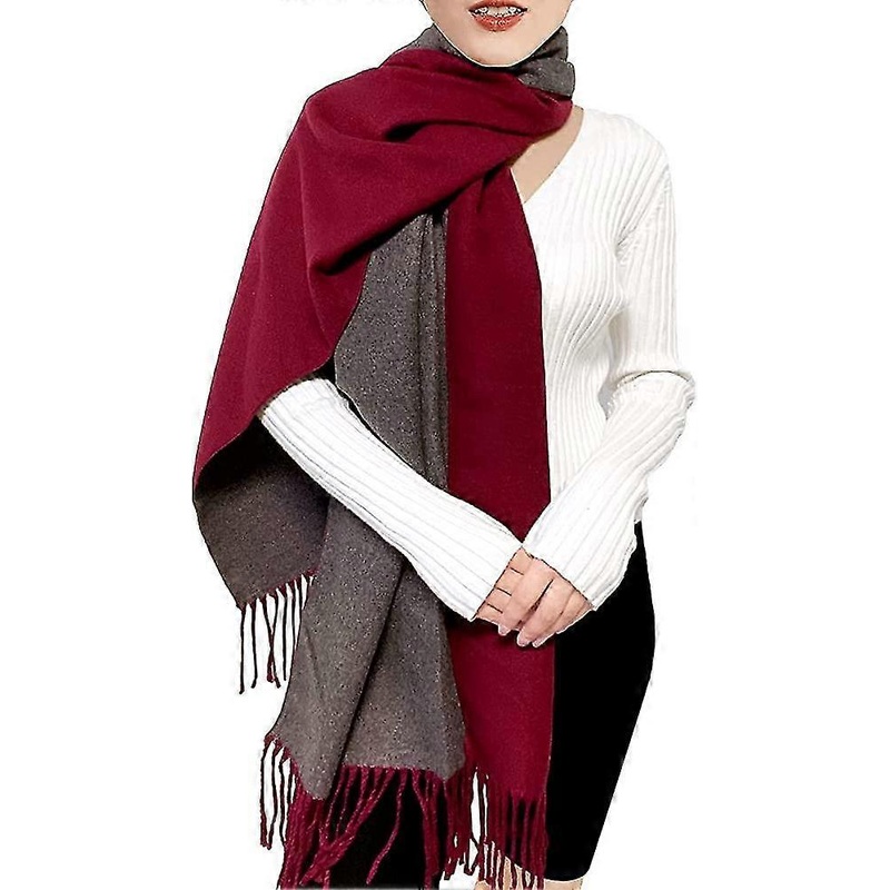 Red & Grey Women’s Cashmere Scarf – Reversible Pashmina, Winter Warm Long Thick Scarf with Tassels, Perfect Wedding Gift | Fruugo SG