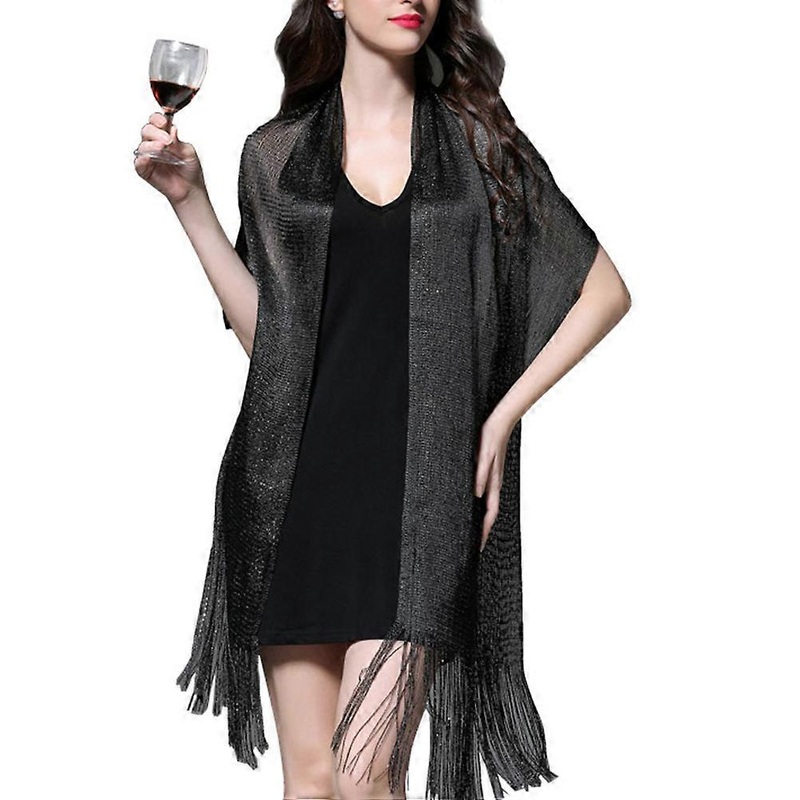 Shawl Wrap Sun Protection Women Scarf Warmth Rectangular Black 215.00X44.00X0.50CM 1Pcs | Fruugo SG