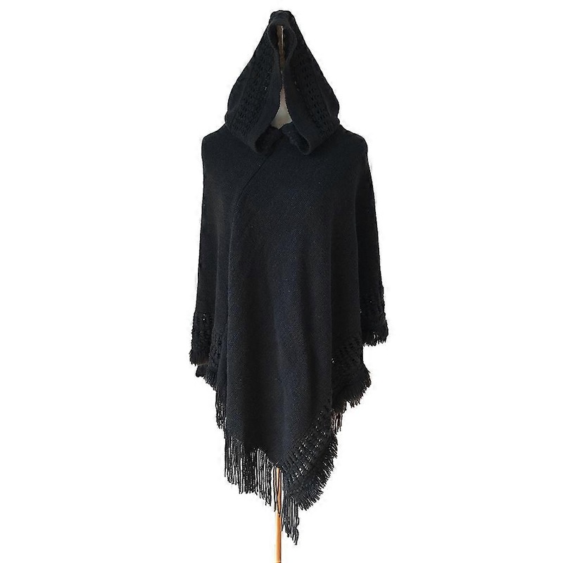 Shawls And Wraps For Women Knitted Shoulder Shawl With Cap Black 138x132x35cm Keep Warm Winter Wear 1Pack | Fruugo SG