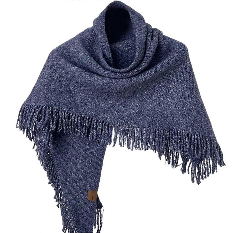 Soft Knitted Neckerchief Versatiles Fashion Shawl Cold Weather Accessory for Winter Protection and Fashion Styles  Navy Blue | Fruugo SG