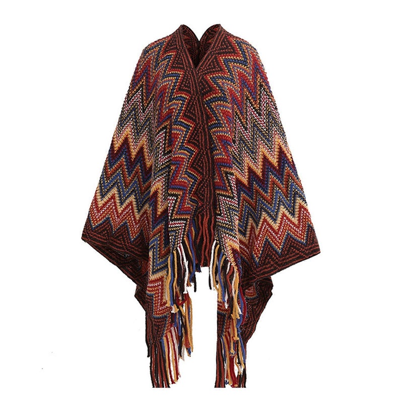 Trendy Warm Blanket Shawl Wrap Poncho for Outdoor Cardigan Warm Shawl Wrap for Wedding Evening Dresses Tassels Scarf  wine red | Fruugo SG