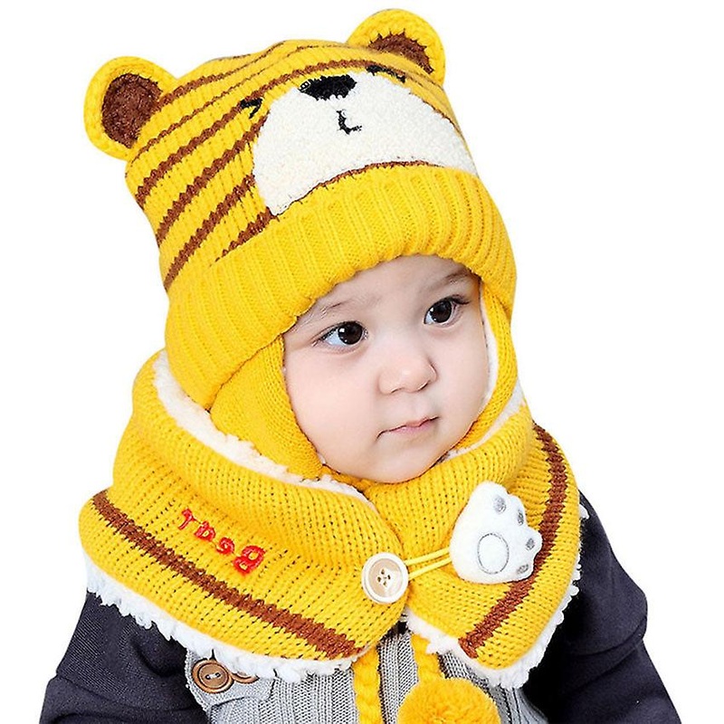 Unisex Kids Cartoon Bear Stripe Hats And Scarf Baby Cap Set Girl Boy Cap Scarf Set Child Winter Earmuffs Hat Scarf Warm Suit | Fruugo SG