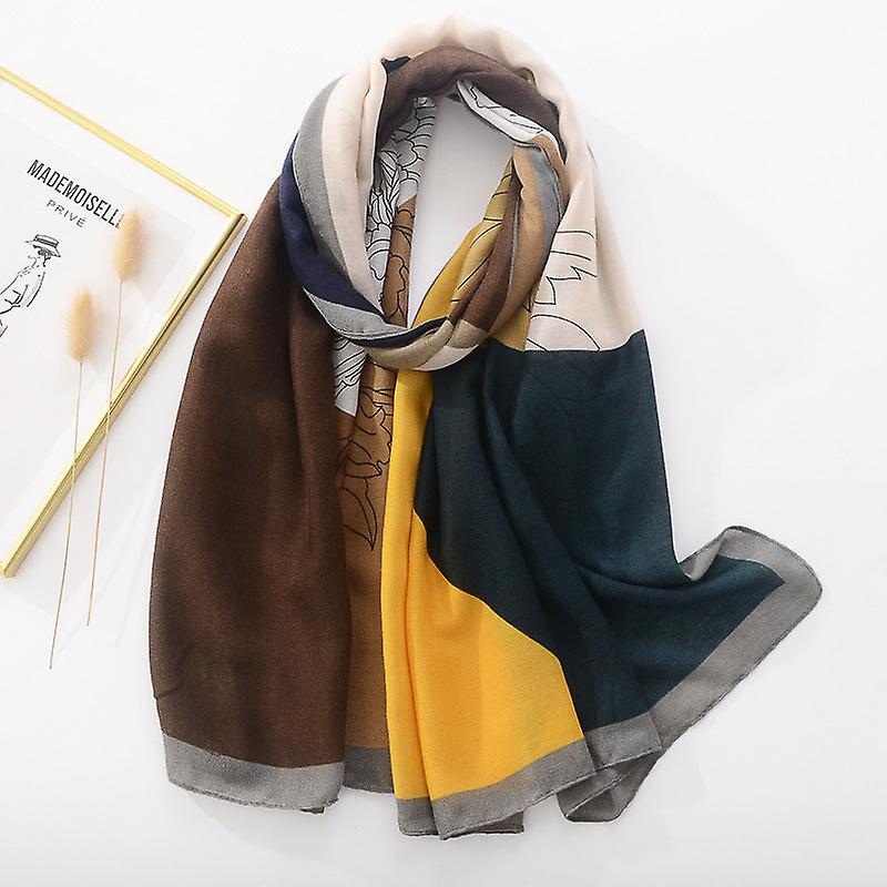 Women Scarf Shawl 2022 Spring Autumn Sun Protection Cotton Linen Color Matching Casual | Fruugo SG