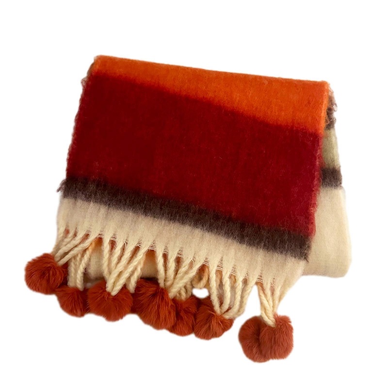 Women Scarf Winter Scarves Rainbow Tassels Scarf Classical Cashmere Feel Scarf Shawl Girl Outfit Cold Weather Long Scarf  red orange | Fruugo SG