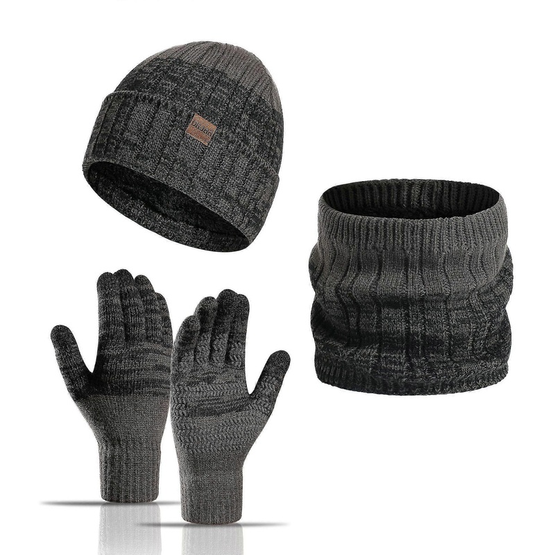 2022 Outdoor Scarf Men’s And Women’s Warm Cold Collar Padded Fleece Hat Three Piece Set | Fruugo SG
