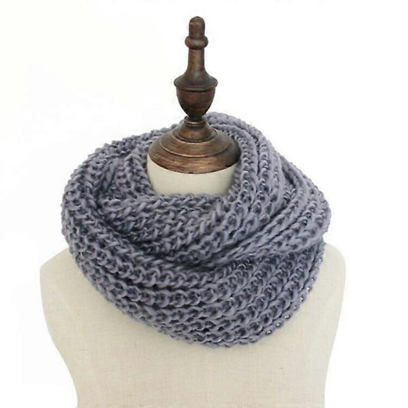Autumn and winter women’s warm scarf round neck wool knit thick turban | Fruugo SG