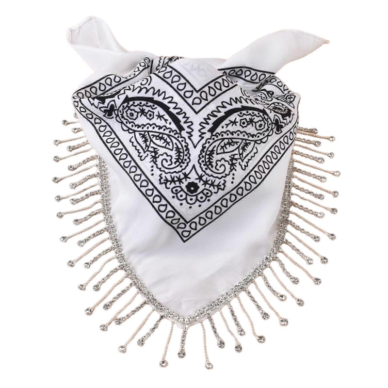 Fringed Tassels Neck Scarf for Evening Party Shimmering Music Festival Neckerchief Fashion Necktie Women Men Bandanas  White | Fruugo SG