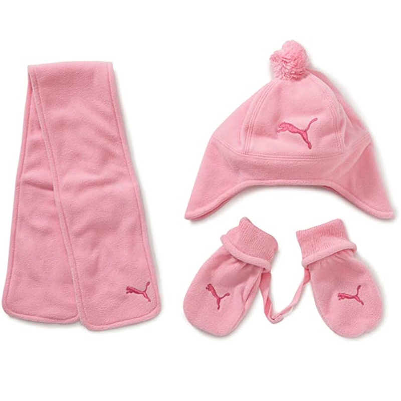 Puma Minicats Light Pink Kids Fleece Scarf Gloves Hats Set 842942 Light/Pink | Fruugo SG