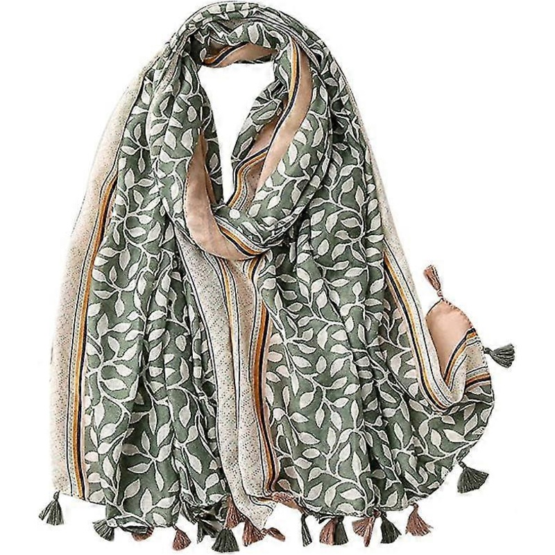Scarf Women Floral Printed Fashion Fringed Wraps Elegant Shawl Ladies Scarves Lightweight(1pcs,green | Fruugo SG