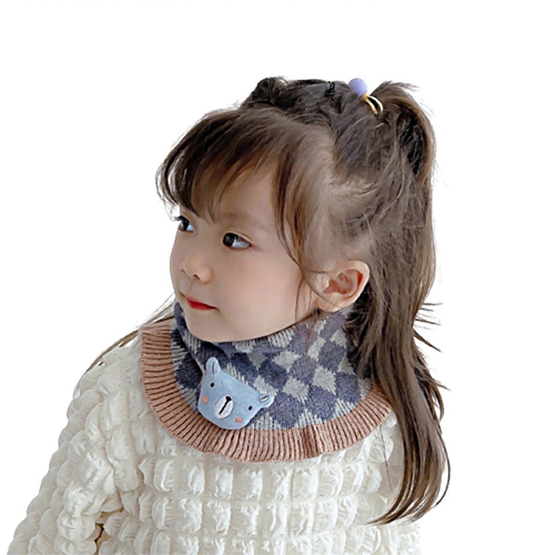Winter Warm Thicken Scarfs Lattice Pattern Knitted Collar Scarf with Cartoon Animals Decor Windproof Supplies for Winter  Light Blue | Fruugo SG
