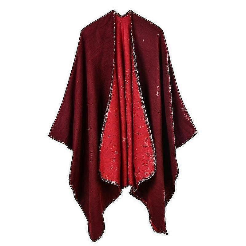 Women’s Plain Poncho Capes Open Front Blanket Shawl Wrap Winter Cardigan Coat | Fruugo SG