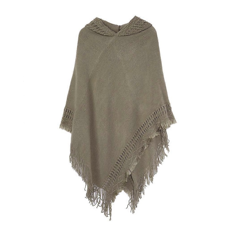 Women Winter Knitted Hooded Poncho Cape Solid Color Crochet Fringed Tassel Shawl Wrap Oversized Pullover Cloak Sweater  Navy Blue | Fruugo SG