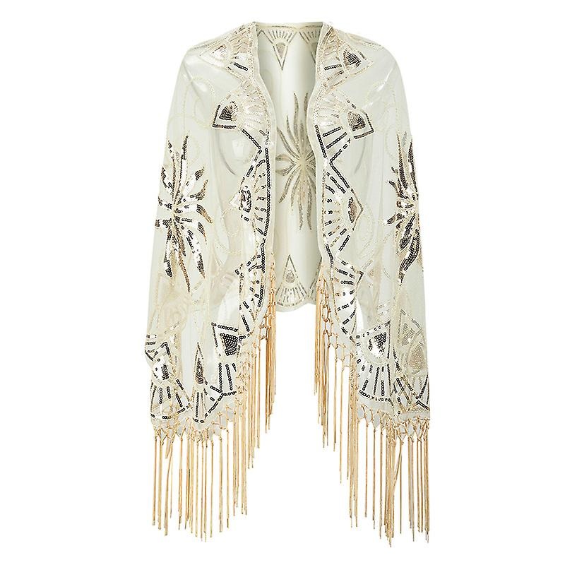 1920s Sequin Beaded Shawl Wraps Fringed Evening Cape Scarf For Wedding | Fruugo SG