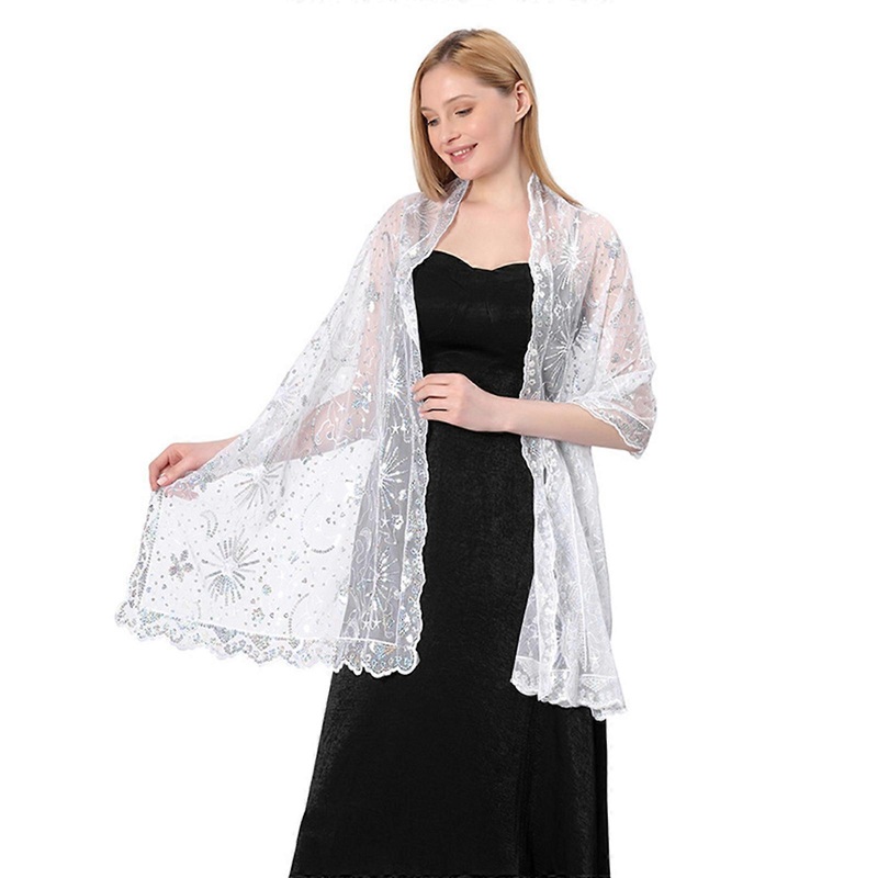 Bridal Shawl Bridesmaid Shawl Women Squin Shawl Moon and Star Shawls And Wraps For Evening Dresses Wedding Shawls Wraps  White | Fruugo SG