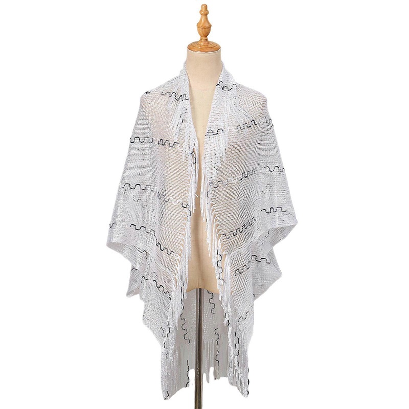 Lightweight Polyester Scarf Women Long Tassels Shoulder Shawl for Ladies With Trendy Accent For Daily & Parties  White | Fruugo SG