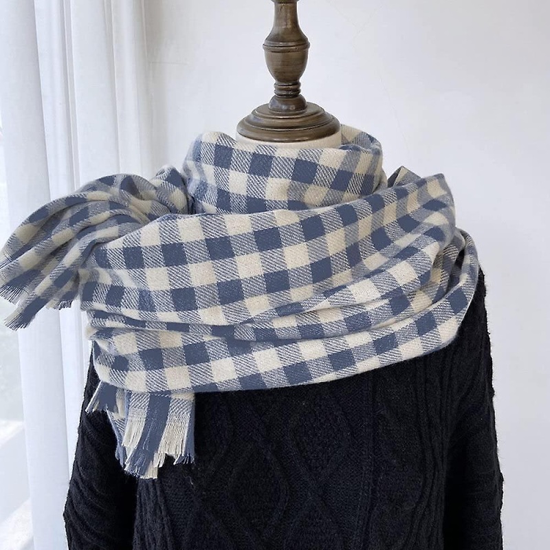 Scarfs,winter Scarves Patchwork Lattice Tassel Soft Warm Shawl Thick Blanket Fashion Grey Blue The Soft Feel Scarf Winter Scarf Trendy Stole Scarves F | Fruugo SG