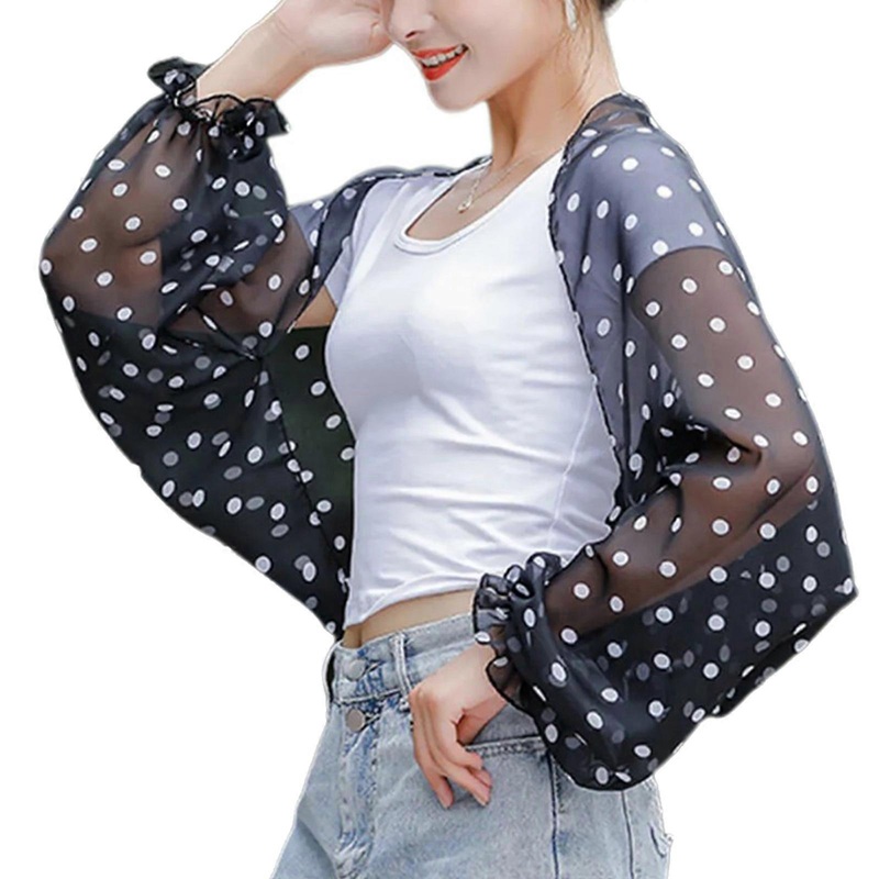 Sun Protective Shawl with Flared Sleeves Cooling Arm Sleeve Cover Breathable Sun Blocking Wrap Shawl for Outdoor Travel  Black dots | Fruugo SG