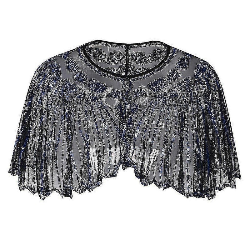 Vintage 1920s Flapper Shawl Sequin Beaded Short Cape Gatsby Party Mesh Short Cover Up Dress Accessory | Fruugo SG