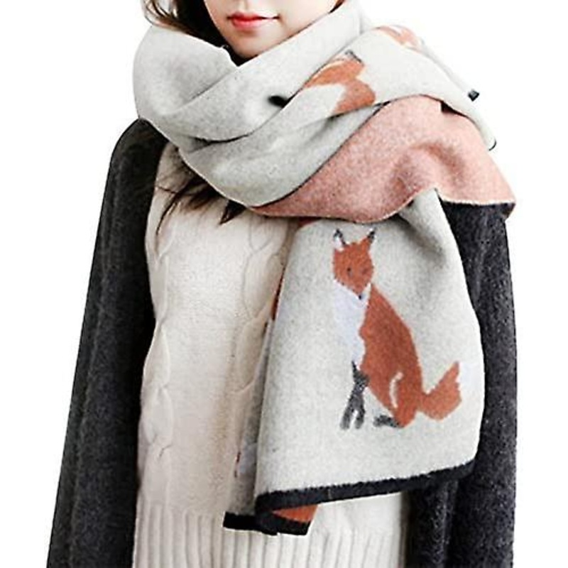 Winter Fashion Stylish Fringe Cartoon Small Fox Cashmere Feel Long Pashmina Scarf | Fruugo SG