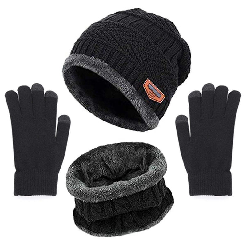 Winter Warm Beanie Hat Scarf Gloves Set Unisex Winter Warm Knitted Beanie Hat Neck Glove For Men-MXBC | Fruugo SG