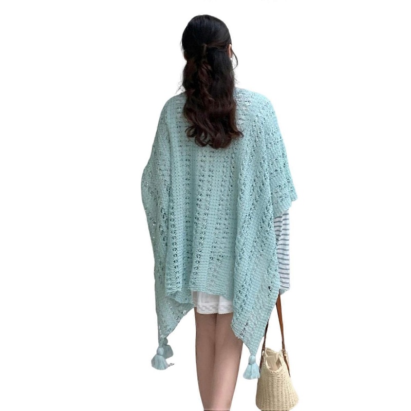 Women Knitting Shawl Ethnic Style Solid Color Hollow Braided Cloak with Fridge Decor Draping Shawl | Fruugo SG