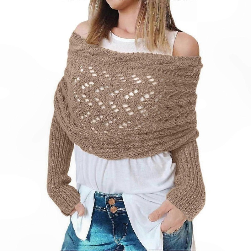 Women’s Knitted Cable Scarf with Sleeves, Warm Winter Accessory, Stylish and Cozy Design for Cold Weather | Fruugo SG