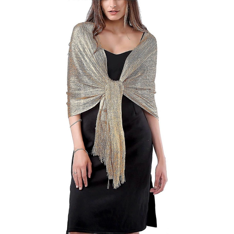 Women’s Sparkle Shawls And Wraps For Party Dresses Gold | Fruugo SG