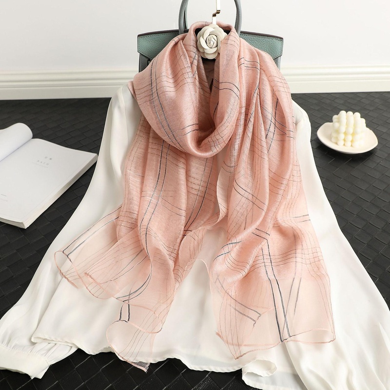 Women Scarf Shawl 2022 Spring And Autumn Pure Color Mulberry Silk Striped Shawl | Fruugo SG