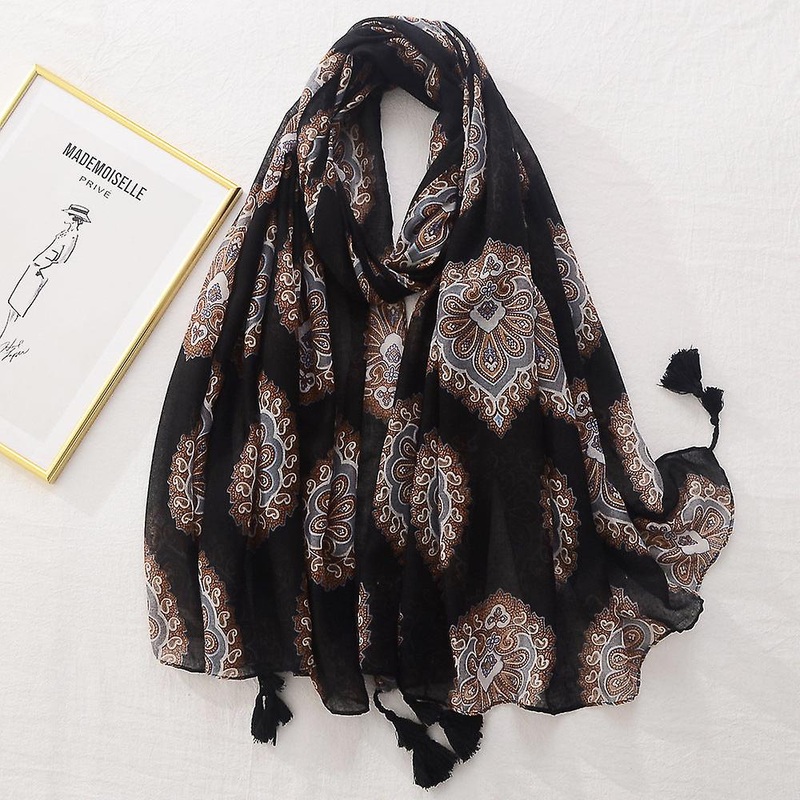 Women Scarf Shawl 2022 Spring Autumn Contrast Color Cotton Linen Tassel Sun Protection | Fruugo SG