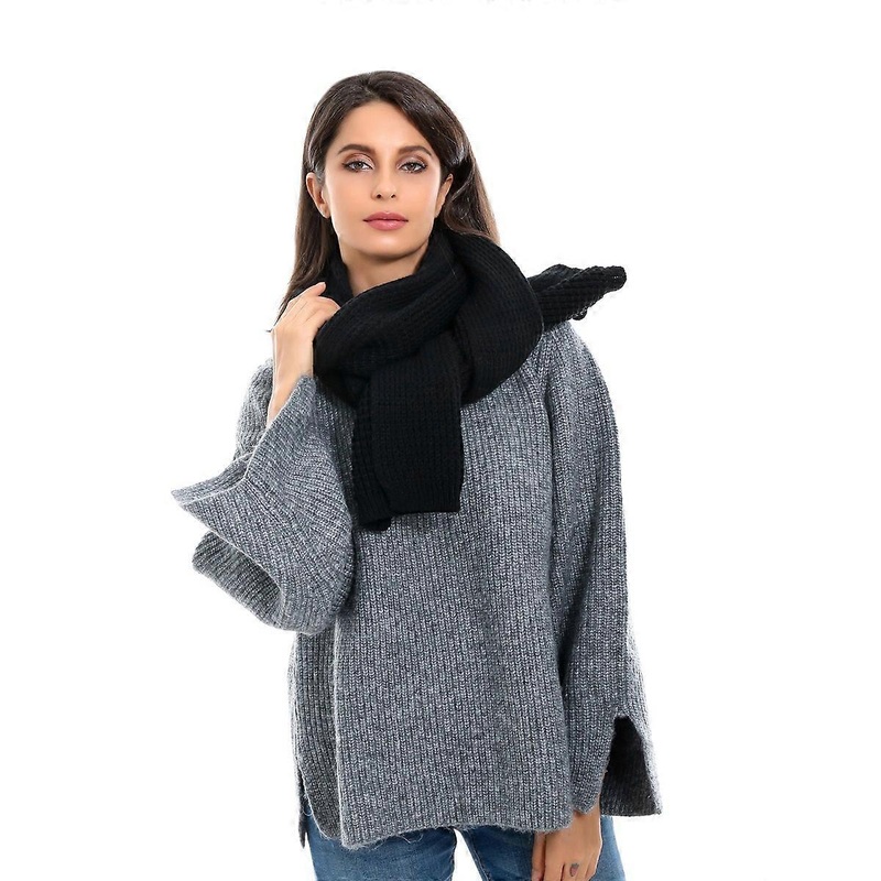 Women Winter Scarf Ladies Solid Color Knitted Shawl Neck Warmer Wrap | Fruugo SG