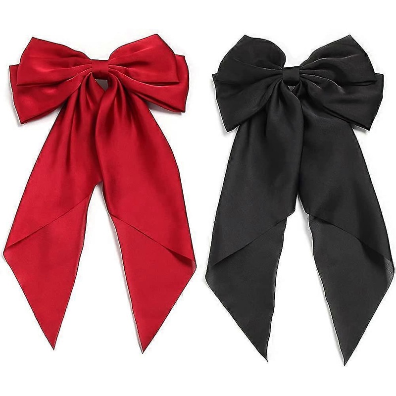 2pcs Large Bows For Women Big Bow Clip Girl Scarf French Barrette With Acsergery Long Silky Satin Gift | Fruugo SG