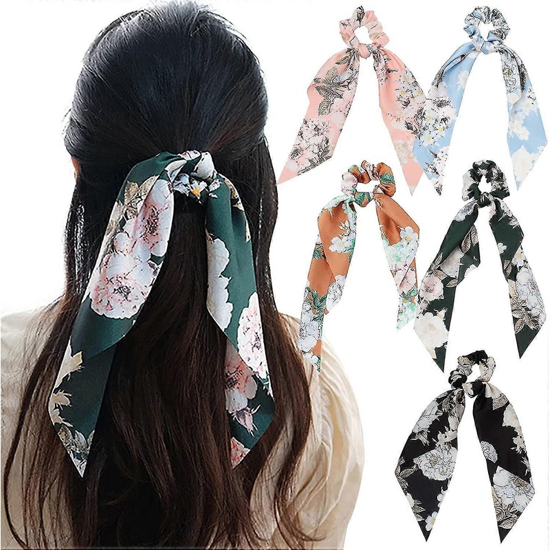 5 Pcs Acsergery Gift Satin Bowknot Hair Scrunchies Floral Hair Band Elastic | Fruugo SG
